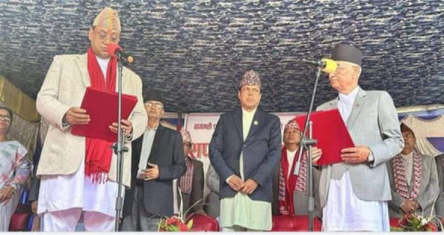 नवनियुक्त मुख्यमन्त्री  बानियाँद्वारा पद तथा गोपनीयताको सपथ        